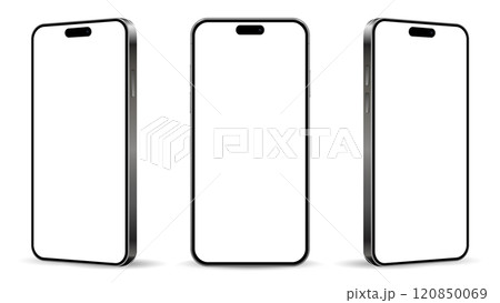 Realistic smartphone mockup. Mobile phone isolated on white background. Realistic smartphone mockup. Mobile phone isolated on white background. 120850069