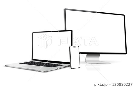 Laptop with computer screen and mobile phone mockup Laptop with computer screen and mobile phone mockup 120850227