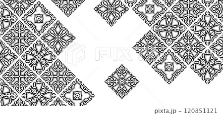 Arabic ceramic tile background. Traditional eastern decorative talavera. 120851121