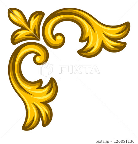 Floral corner in baroque style. Decorative curling plant. 120851130