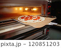 pizza in oven at night 120851203