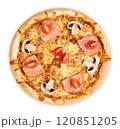 pizza with salami and mushrooms 120851205