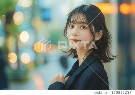 柔らかな光を纏うスーツ姿の女性 柔らかな光を纏うスーツ姿の女性 120851257
