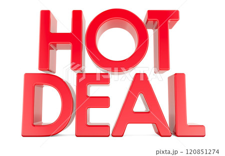 Hot Deal, concept. Red inscription, 3D rendering 120851274