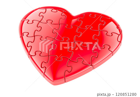 Red Heart from Puzzles. 3D rendering Red Heart from Puzzles. 3D rendering 120851280