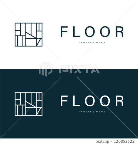 Floor Logo Design for Home Ceramic Decoration with Minimalist Abstract Shapes, Vector Templet Illustration 120852522