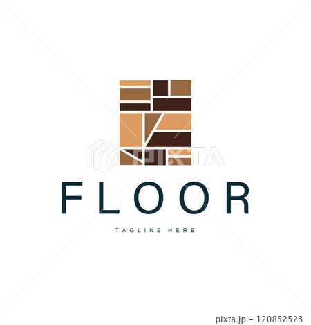 Floor Logo Design for Home Ceramic Decoration with Minimalist Abstract Shapes, Vector Templet Illustration 120852523