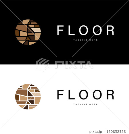 Floor Logo Design for Home Ceramic Decoration with Minimalist Abstract Shapes, Vector Templet Illustration Floor Logo Design for Home Ceramic Decoration with Minimalist Abstract Shapes, Vector Templet Illustration 120852528