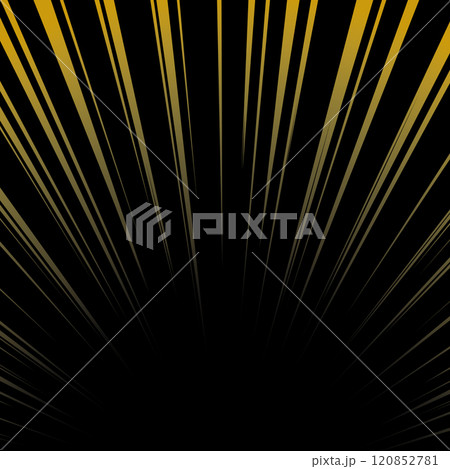 放射線　黒　金色　集中線　背景　正方形	 120852781
