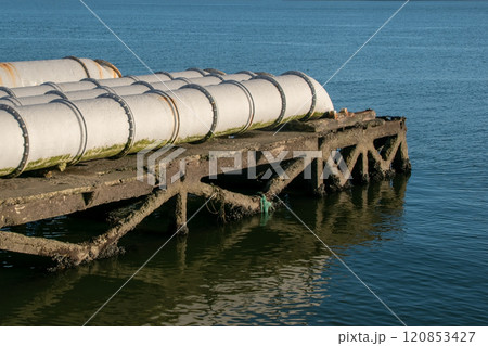 Pipeline with waste water going to the sea 120853427