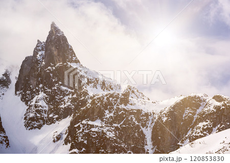 Mountain peaks near Morskie Oko Lake in Poland at Winter. Tatras range Mountain peaks near Morskie Oko Lake in Poland at Winter. Tatras range 120853830