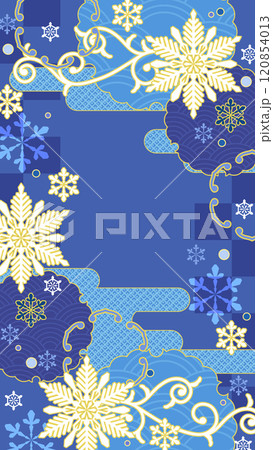スマホ待受け型、雪花和柄の背景 120854013