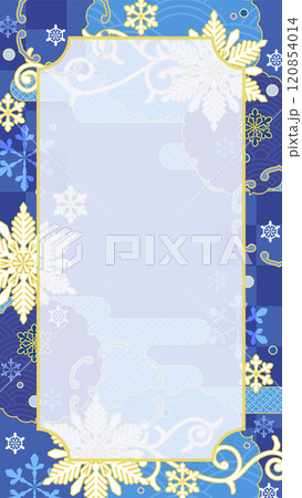 スマホ待受け型、雪花和柄の背景 120854014