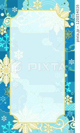 スマホ待受け型、雪花和柄の背景 120854016