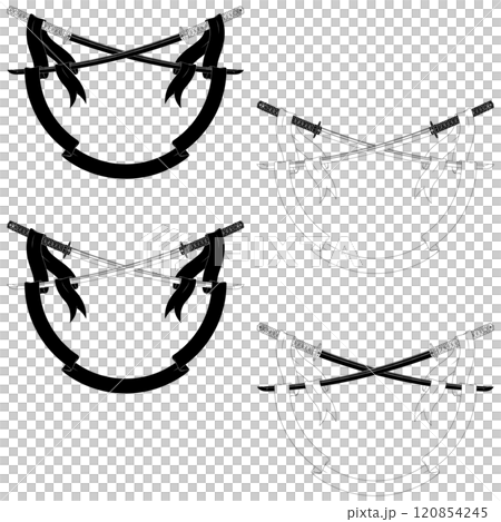 Ancient Japanese sword surrounded with ribbon 120854245