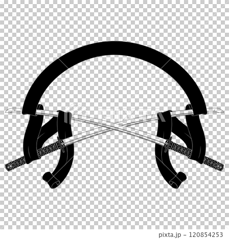 Ancient Japanese sword surrounded with ribbon Ancient Japanese sword surrounded with ribbon 120854253