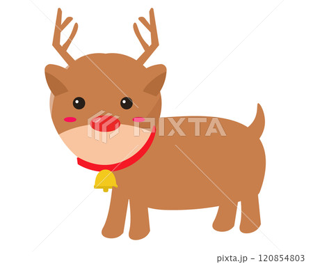 クリスマスの赤鼻のトナカイ。ベクターイラスト	 120854803