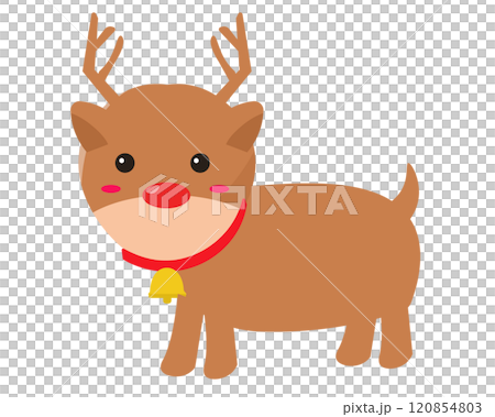 クリスマスの赤鼻のトナカイ。ベクターイラスト	 120854803