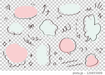 吹き出しとあしらいイラストセット 120855009