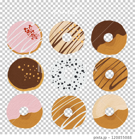 什錦甜甜圈手繪插畫 120855088