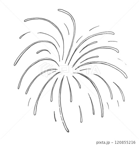 Fireworks exploding high. Graphics illustration. Illustration can be used as compositions with firecrackers for New Year and Christmas on gifts and postcards, stickers. Also, as a warning of danger 120855216