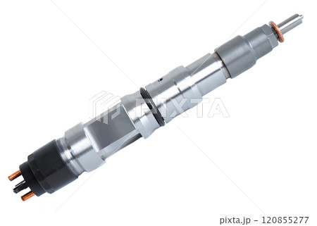 New fuel injector on white background close up 120855277