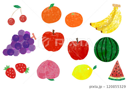 手描きタッチのジューシーフルーツイラスト（背景透過） 120855329