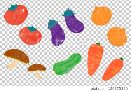 手描きタッチのビタミン野菜イラスト(背景透過) 手描きタッチのビタミン野菜イラスト(背景透過) 120855330