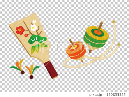新年的板錘和陀螺幸運符的插圖 新年的板錘和陀螺幸運符的插圖 120855335
