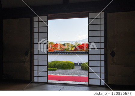 秋の京都 正伝寺 比叡山を借景にした「獅子の児渡し庭園」 秋の京都 正伝寺 比叡山を借景にした「獅子の児渡し庭園」 120856677