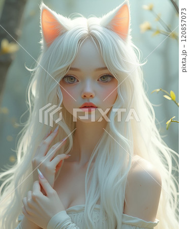 beautiful blonde in a spring forest beautiful blonde in a spring forest 120857073