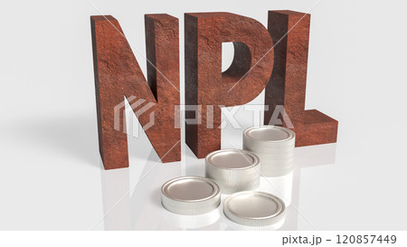The Rusty NPL and coins for DEBT or Business concept 3d rendering. 120857449