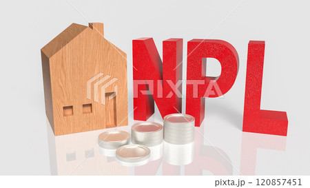 The Red NPL and House  for DEBT or Property  concept 3d rendering. 120857451
