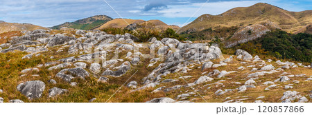 平尾台の秋景色・草紅葉　パノラマ　【福岡県北九州市】 120857866