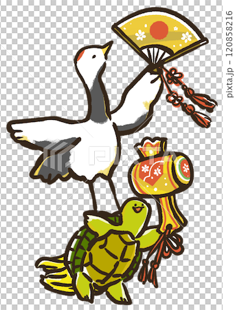 縁起の良い鶴と亀のイラスト 120858216