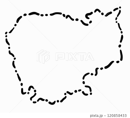 Doodle freehand dash line drawing of Cambodia map. 120858433