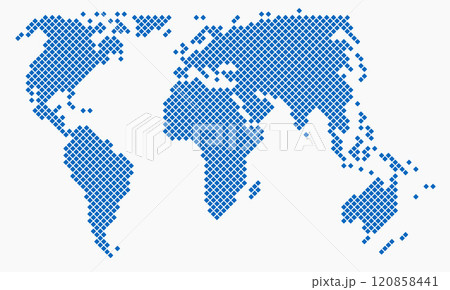 Round edge square shape world map on white background. 120858441