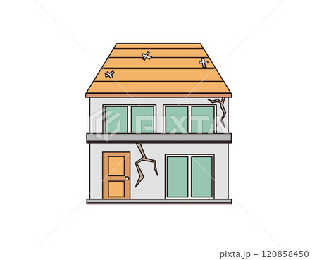 災害に遭った一軒家のイラスト　 120858450