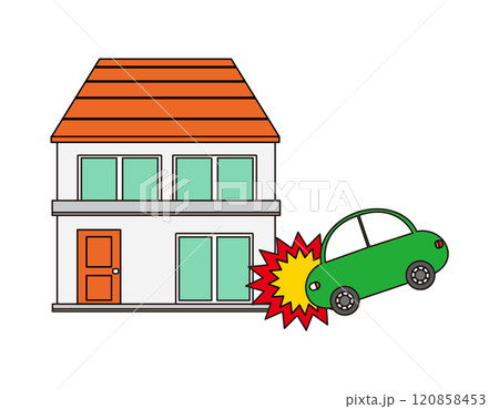 災害に遭った一軒家のイラスト　 120858453