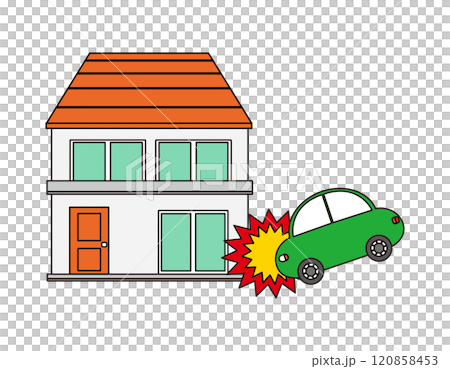 災害に遭った一軒家のイラスト　 120858453