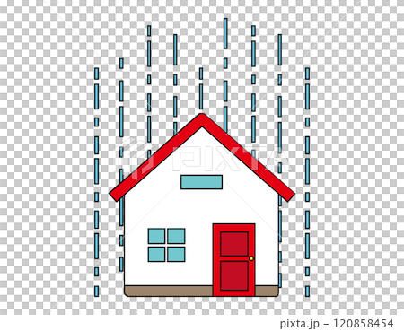 災害に遭った一軒家のイラスト　 120858454