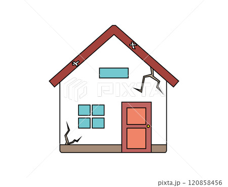 災害に遭った一軒家のイラスト　 120858456