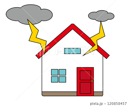 災害に遭った一軒家のイラスト　 120858457