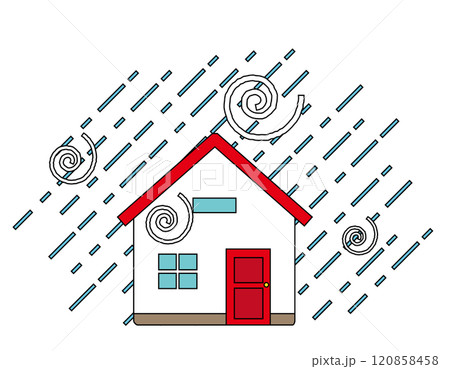 災害に遭った一軒家のイラスト　 120858458