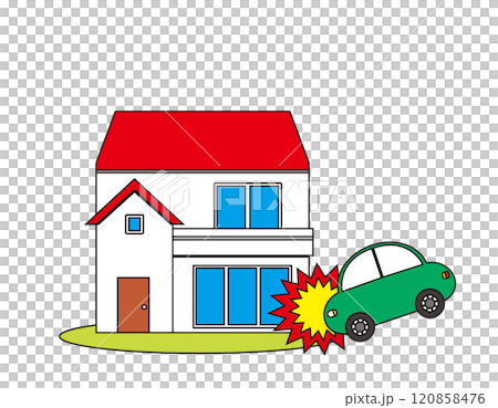 災害に遭った一軒家のイラスト 災害に遭った一軒家のイラスト 120858476