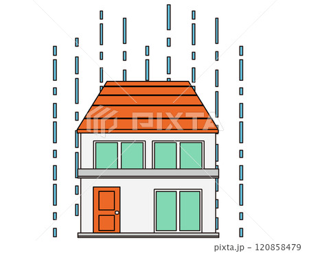災害に遭った一軒家のイラスト　 120858479