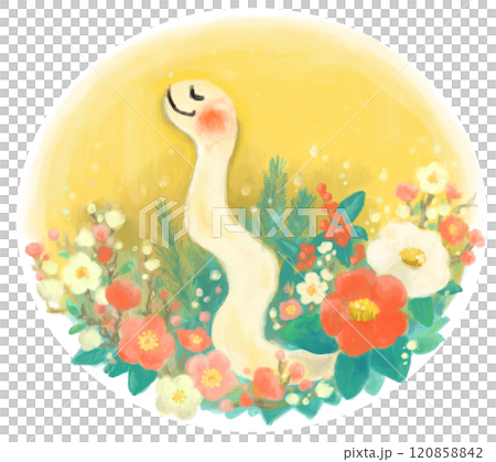 賀年片《白蛇年花》 賀年片《白蛇年花》 120858842