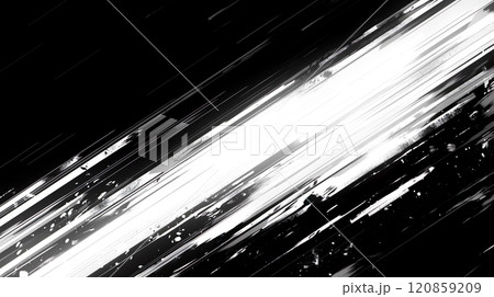 黒背景に勢いのある白い線の模様 120859209