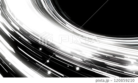 黒背景に勢いのあるきらめく白い線の模様 黒背景に勢いのあるきらめく白い線の模様 120859210