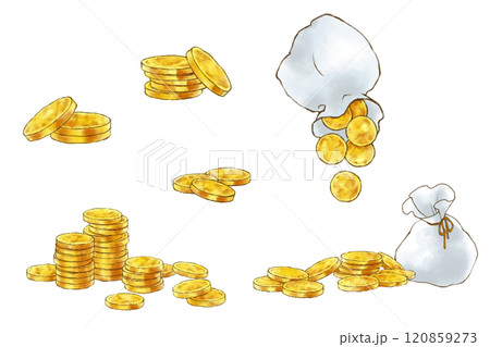 大量の金コイン素材のセット 大量の金コイン素材のセット 120859273